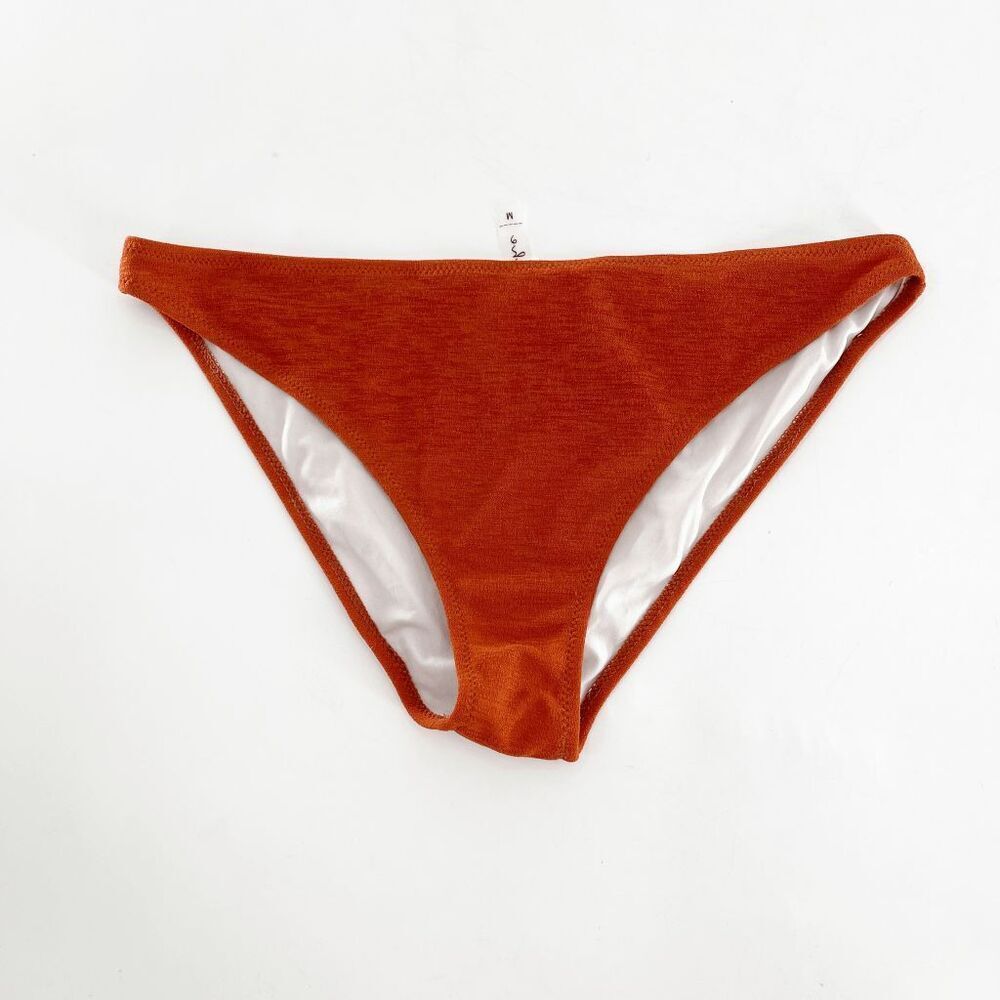 Cupshe Low Waist Bikini Bottom Womens Size M Orange Pullover Stretch Beach‎ Chic
